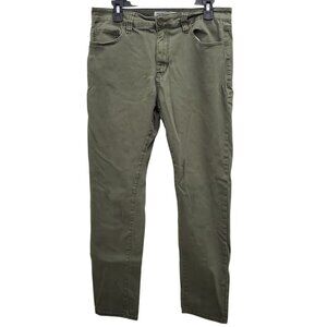 Indigo Wisdom Men's Olive Green Stretch Zip Fly 5-Pocket Skinny‎ Leg Jeans 34x32